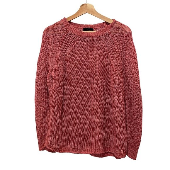 J. Crew Pink Open-Knit Relaxed Fit Linen Beach Pullover Sweater Women Medium - Picture 1 of 8